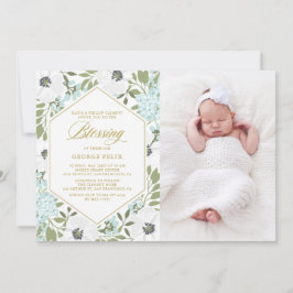 Invitación Bendición del bebé de Anemones Blancos Florales Az