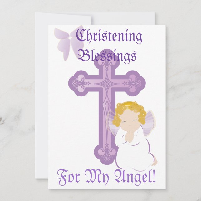Invitación Bendiciones de Bautizo de Mi Ángel-Personalizado (Anverso)
