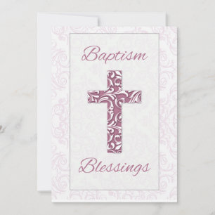 Invitación Bendiciones de Bautizo para Niña Cruces de Damasco