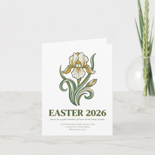 Invitación Bendiciones de Pascua Botánicas Modernas (Anverso)