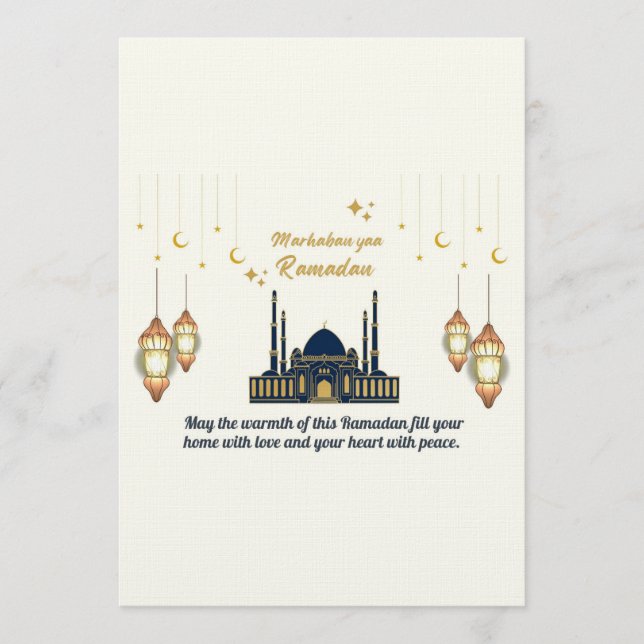Invitación Bendiciones Minimalistas de Ramadan Luna Creciente (Anverso)