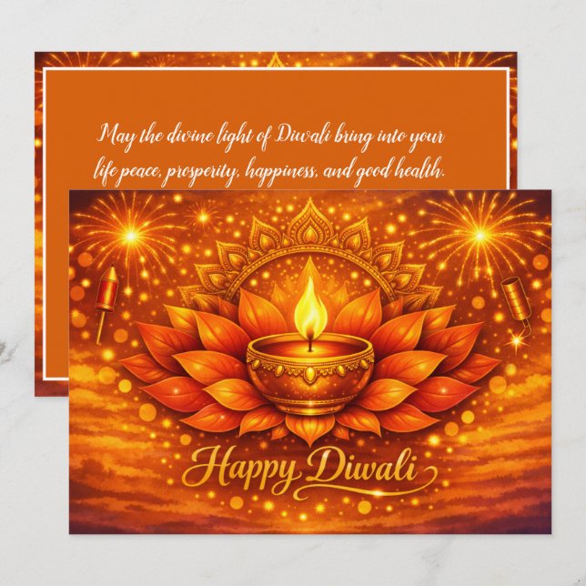 Invitación Bendiciones radiantes de Diwali (Anverso / Reverso)