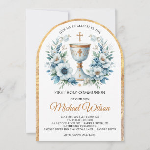 Invitación Bendito Día Primero Santa Comunión Floral