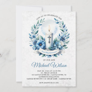 Invitación Bendito Día Primero Santa Comunión Floral