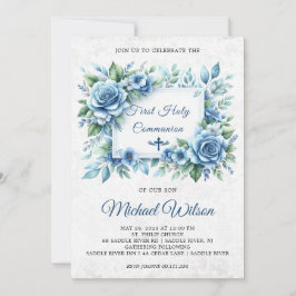 Invitación Bendito Día Primero Santa Comunión Floral