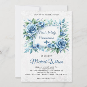 Invitación Bendito Día Primero Santa Comunión Floral