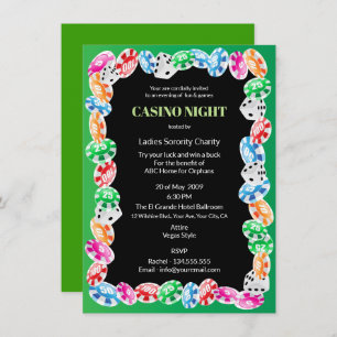 Invitación Beneficio de caridad del Fiesta nocturno del Casin