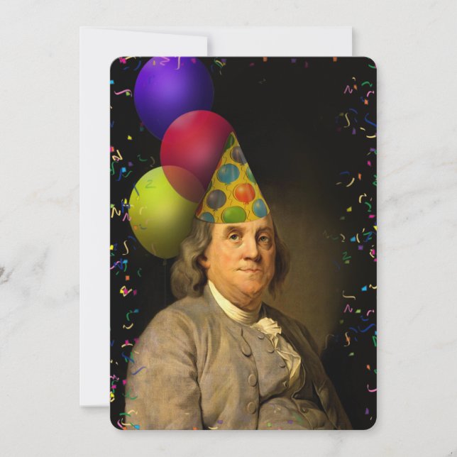 Invitación Benjamin Franklin Happy Birthday (Anverso)