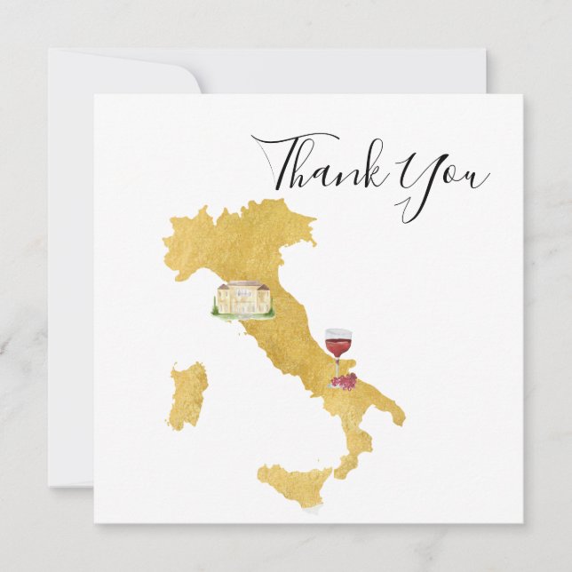 Invitación Benvenuti Italia Boda Gracias Cartas (Anverso)