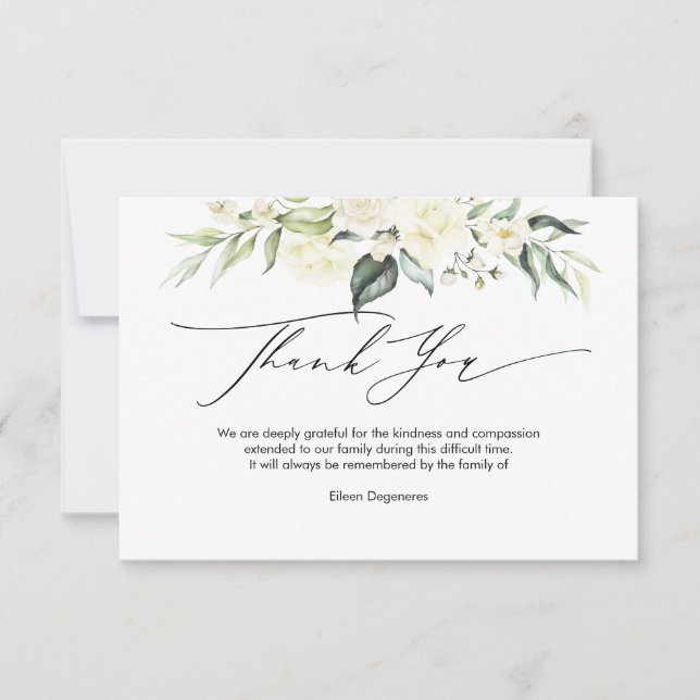 Invitación Bereavement Rosas de PixDezines Alabaster Gracias  (Anverso)
