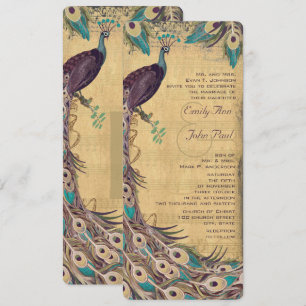 Invitación Berenjena Aquamarina y Pavo Real Dorado Vintage 3