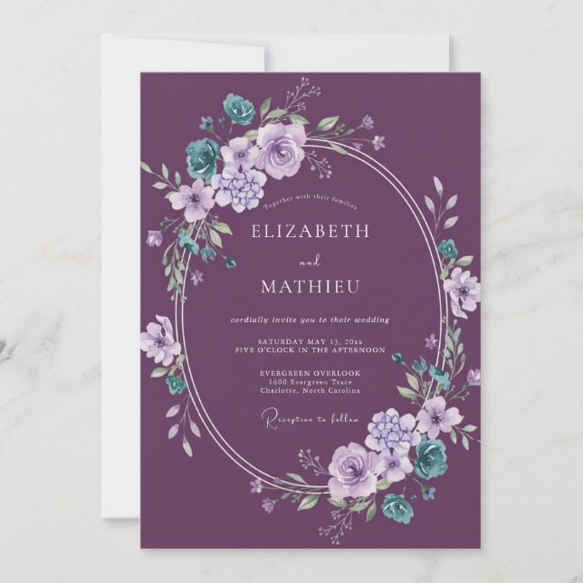 Invitación Berenjena Atractiva Boda de Invierno (Anverso)