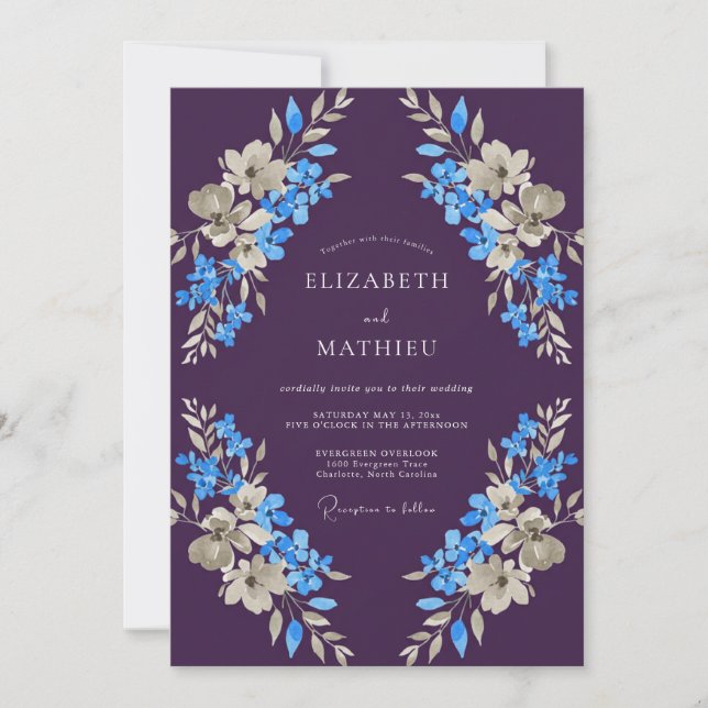 Invitación Berenjena Gloriosa Boda de Invierno (Anverso)