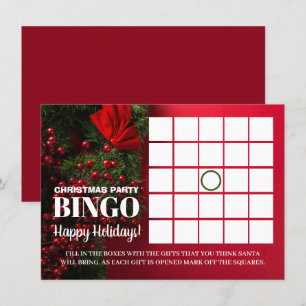 Invitación Berias Rojas y Mistletoe, Fiesta Navidades Bingo