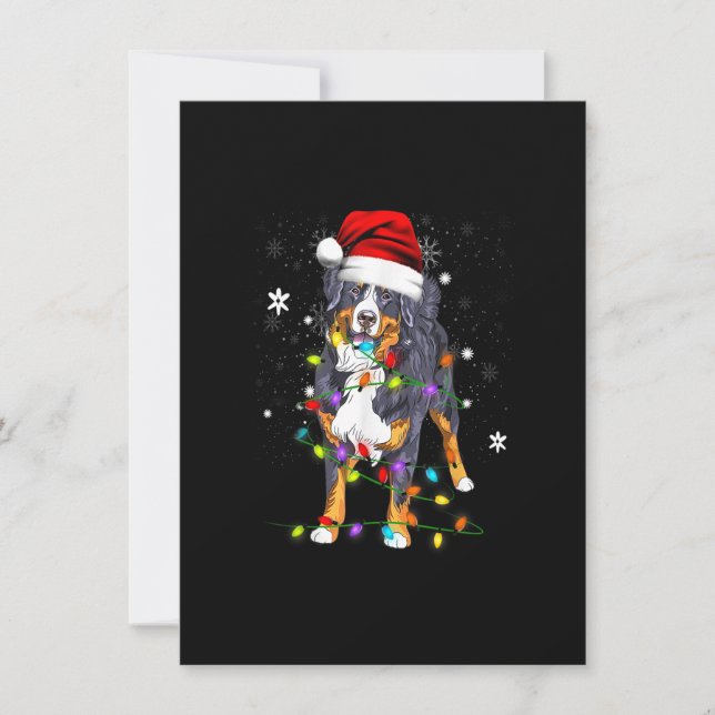 Invitación Bernese Mountain Dog ilumina a Navidades coincidie (Anverso)