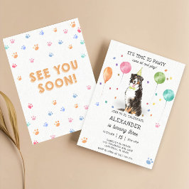 Invitación Bernese Mountain Pawty Puppy Birday Pink