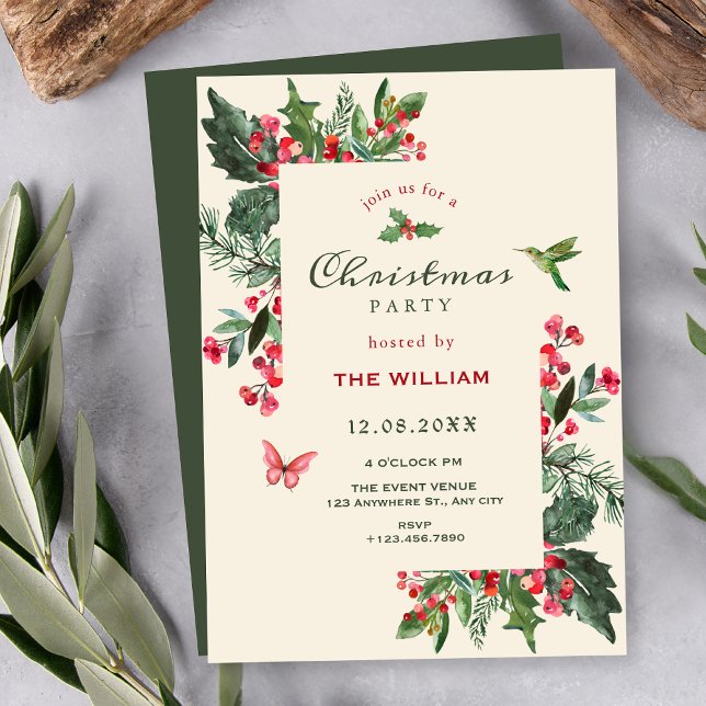 Invitación Berries branch floral christmas (Subido por el creador)