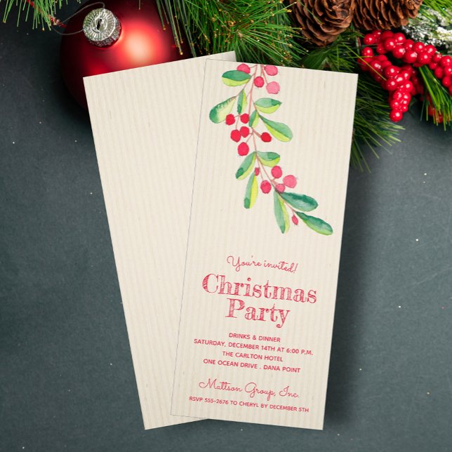 Invitación Berries de color agua y Navidades de hojas (Subido por el creador)