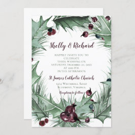 Invitación Berries, Holly y Ferns Bodas de Invierno