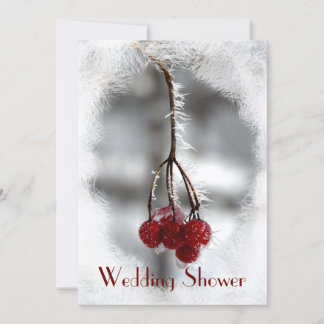 Invitación Berries rojos y parejas de escarcha Ducha de matri