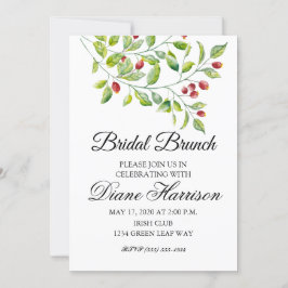 Invitación Berries rosadas y ducha de bodas de follaje verde