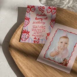 Invitación Berry 1ª mano Dibujo Fotos de fresa Cumpleaños