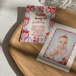 Invitación Berry 1ª mano Dibujo Fotos de fresa Cumpleaños