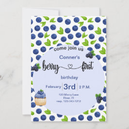 Invitación Berry 1 cumpleaños de arándano azul