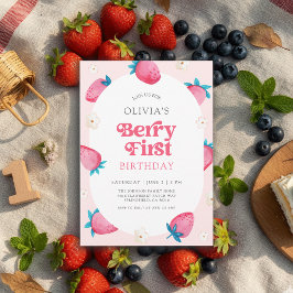 Invitación Berry 1er cumpleaños Fiesta de fresa por primer cu