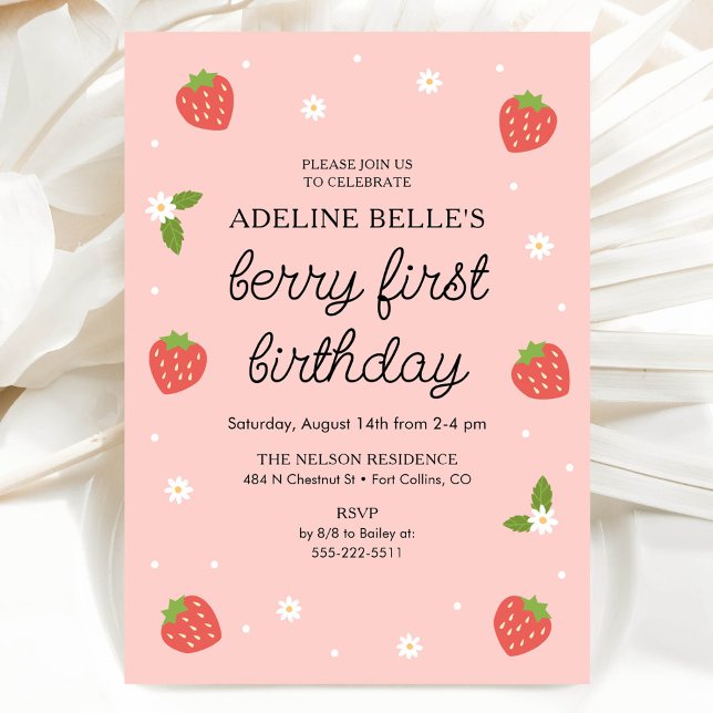 Invitación Berry 1er cumpleaños Fiesta de fresa por primer cu (Subido por el creador)