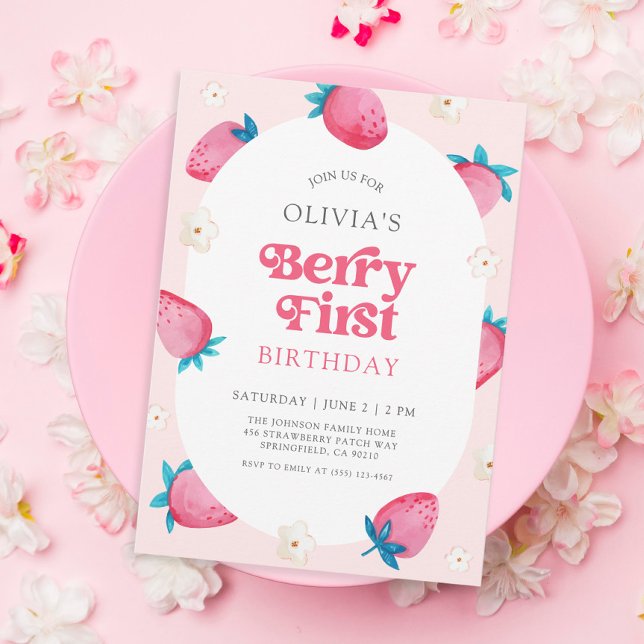 Invitación Berry 1er cumpleaños Fiesta de fresa por primer cu (Subido por el creador)