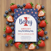 Berry 1er cumpleaños Fiesta Strawberry Blueberry B