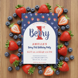 Invitación Berry 1er cumpleaños Fiesta Strawberry Blueberry B