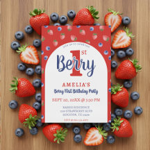 Berry 1er cumpleaños Fiesta Strawberry Blueberry R