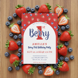 Invitación Berry 1er cumpleaños Fiesta Strawberry Blueberry R