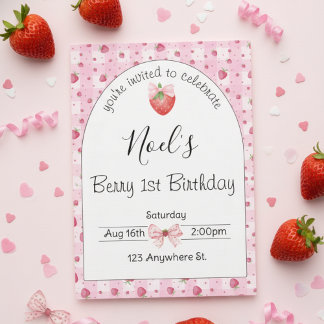 Invitación "berry 1st birthday" first birthday invitation