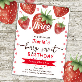 Invitación Berry 3er cumpleaños acuarela
