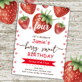 Invitación Berry 4th Birthday Watercolor