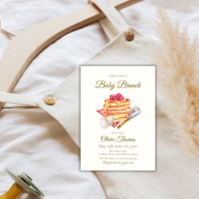 Invitación Berry Baby Brunch Pancake Egg Whisk Baby Shower (Berry Baby Brunch Pancake Egg Whisk Baby Shower Invitation)