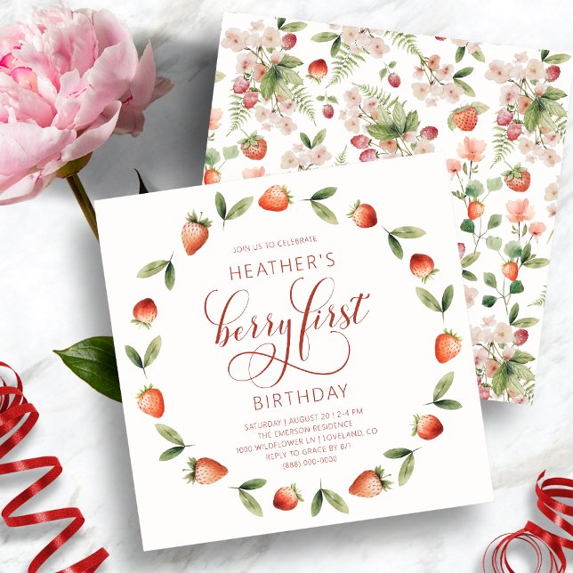 Invitación Berry Birthday (Berry First Birthday Invitation
)