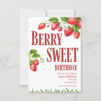 Invitación Berry Birthday Strawberry Fiesta