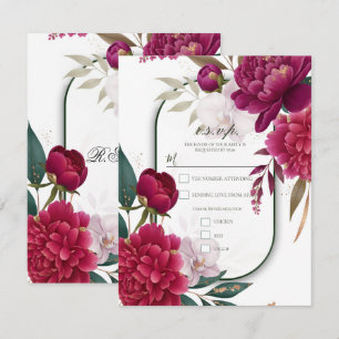 Invitación Berry Bloom Garden Floral Glam Boda R.S.V.P.