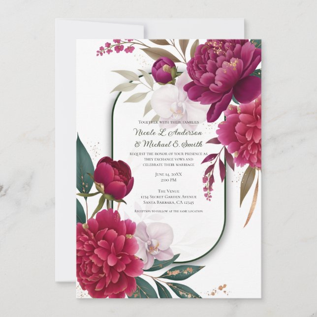 Invitación Berry Bloom Garden Floral Glam Wedding  (Anverso)