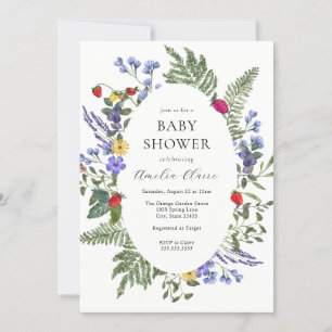 Invitación Berry Boho Wildflower Baby Shower