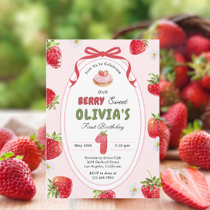 Invitación Berry Cute Bash Strawberry 1er cumpleaños Invitaci