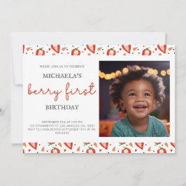 Invitación Berry de foto roja blanca