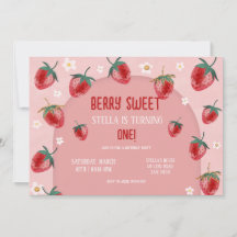 Berry de fresa minimalista Primer cumpleaños