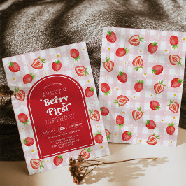 Invitación Berry de fresa roja primer Fiesta de cumpleaños