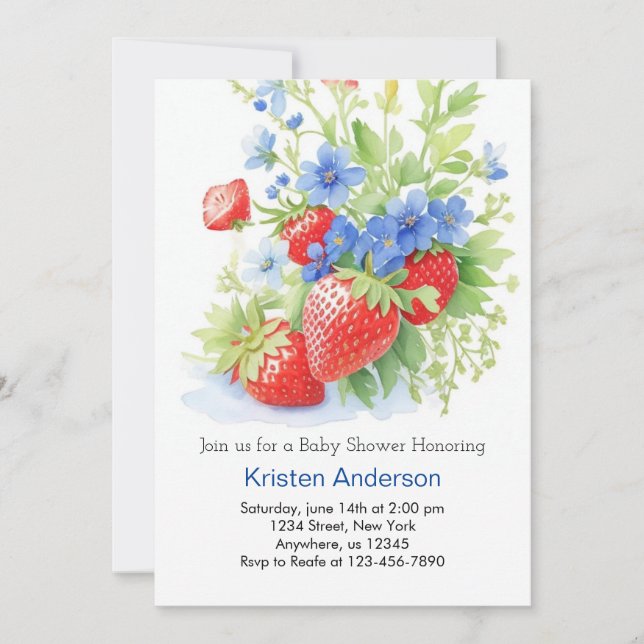 Invitación Berry Dreams Wildflower Streams Boy Baby Shower (Anverso)