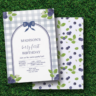 Invitación Berry First 1st Uno Cumpleaños Arándanos Niños Cua